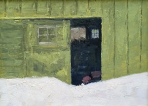 Barn with Snow Oil on panel 8.5" x 12"